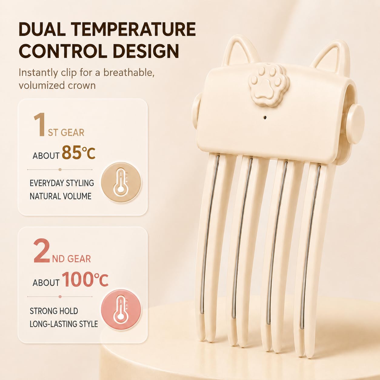 Cute Cat‑Ear Root Volume Heating Comb🐱