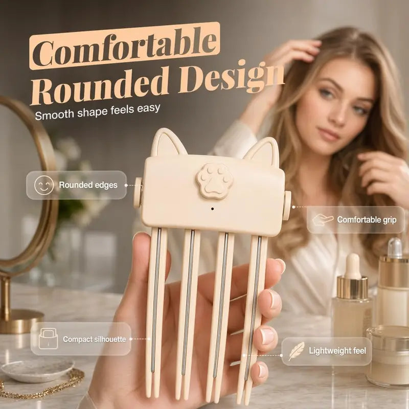 Cute Cat‑Ear Root Volume Heating Comb🐱