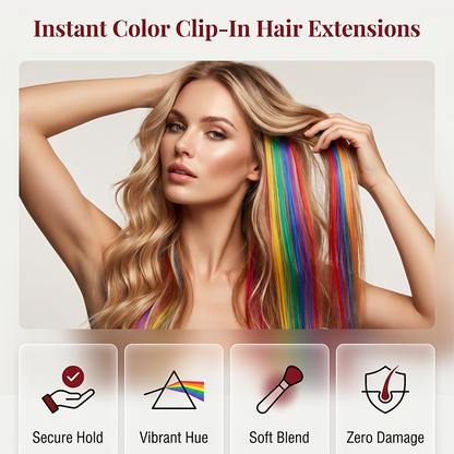 12PCS Straight Clip-In Colored Hair Extensions