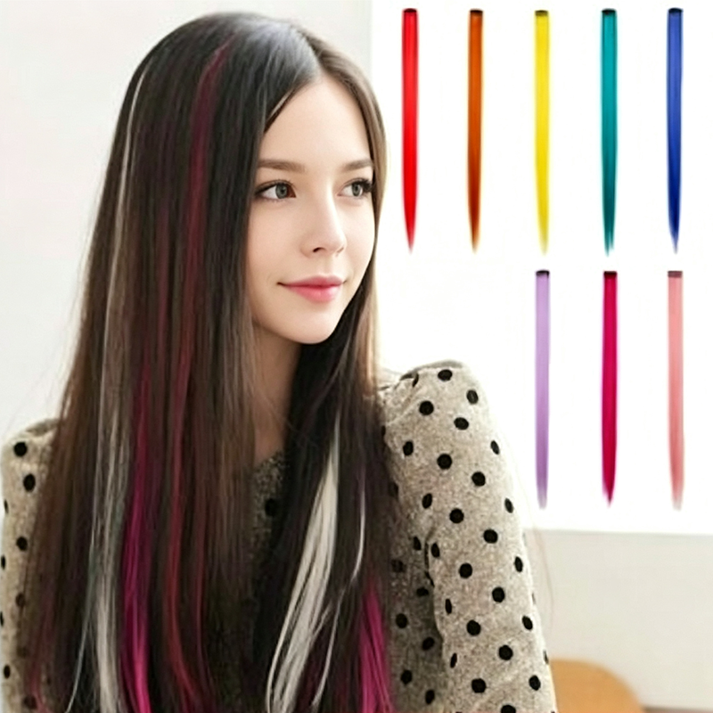 12PCS Straight Clip-In Colored Hair Extensions